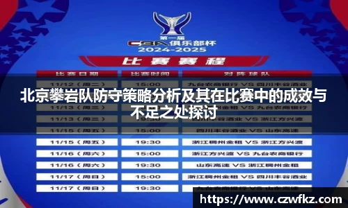 北京攀岩队防守策略分析及其在比赛中的成效与不足之处探讨